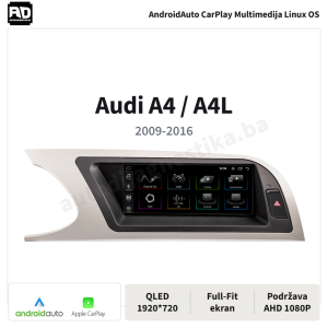 Multimedija Linux OS Audi A4 A4L 2009-2016 8.8inch CarPlay, AndroidAuto
