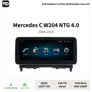 Multimedija Linux OS Benz C W204 2008-2010 NTG 4.0 CarPlay, AndroidAuto